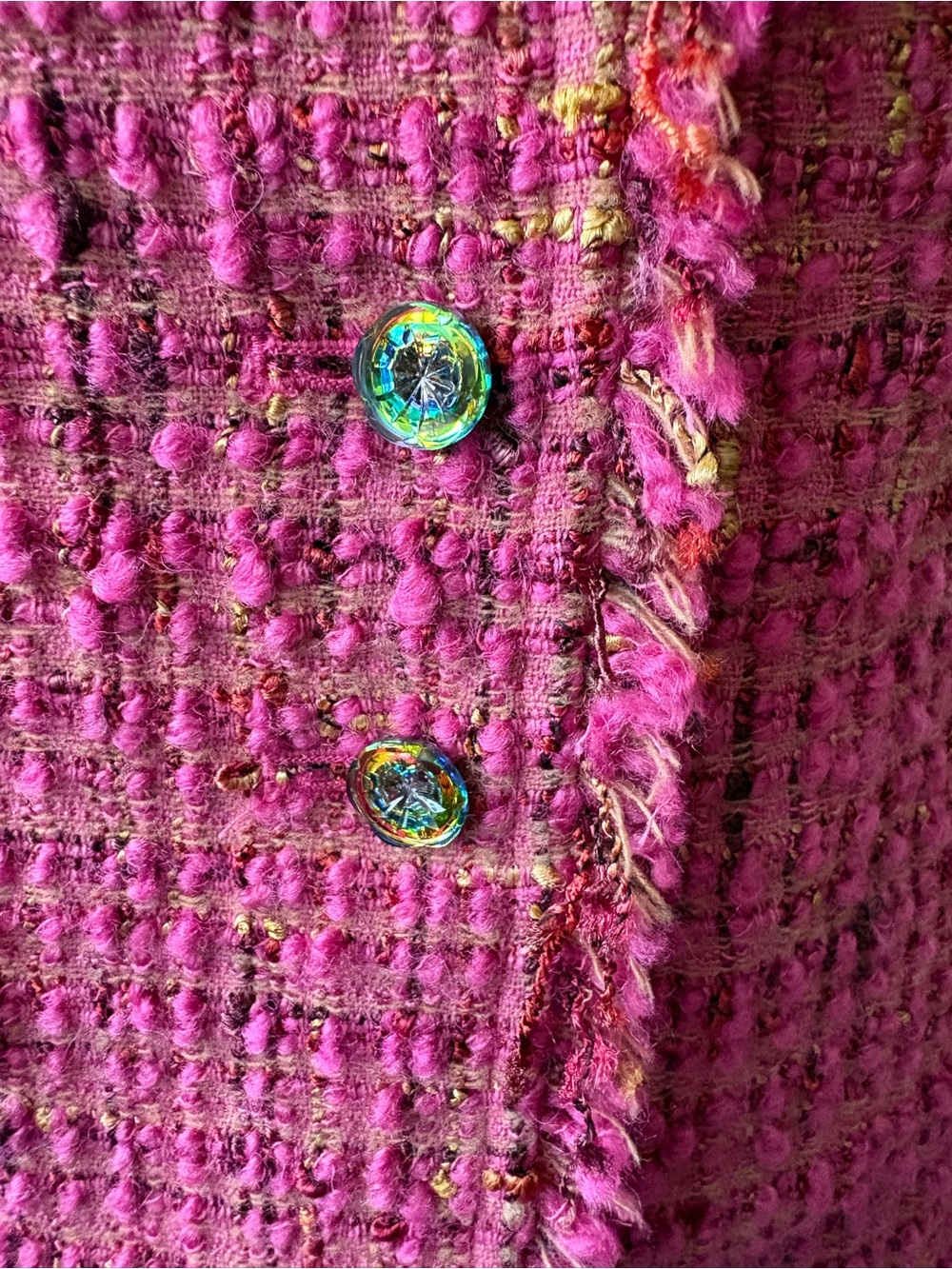 Vintage Rickie Freeman Teri Jon Pink Boucle Tweed Skirt Suit Emboidered Trim 2/4 - Picture 3 of 15